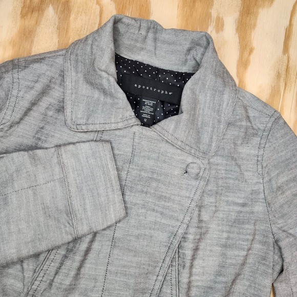 Apostrophe Jackets & Blazers - Apostrophe Stretch Piped Jacket Misses Size 12 Gray Cute Bomber Style‎ Zip